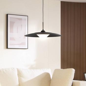 Lucande LED-es függőlámpa Foco, fekete, fém, Ø 50 cm kép