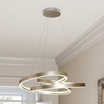 Lucande LED-es függőlámpa Gunbritt, Ø 80 cm, ezüst, fényerőszabályzóval, kép
