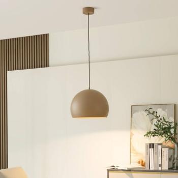 Lucande LED-es függőlámpa Lythara, barna, Ø 40 cm, alumínium kép