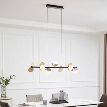 Lucande LED-es függőlámpa Pallo, 7-light, fekete/arany, üveg kép
