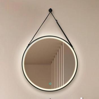 Lucande LED-es tükör Lelin, Ø 45 cm, fekete, alumínium, CCT kép