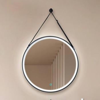 Lucande LED-es tükör Lelin, Ø 60 cm, fekete, alumínium, CCT kép
