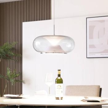 Lucande LED függőlámpa Orasa, üveg, fehér/tiszta, Ø 43 cm kép