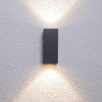 Lucande LED kültéri fali lámpa Tavi, magasság 15 cm, fekete kép
