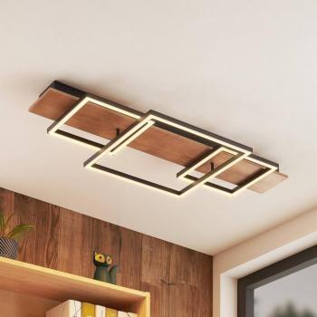 Lucande LED mennyezeti lámpa Chariska, 95cm, fekete, fa, CCT kép