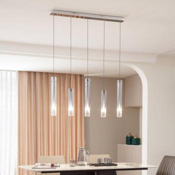 Lucande LED mennyezeti lámpa Korvitha, 5 lámpás, szürke, üveg kép