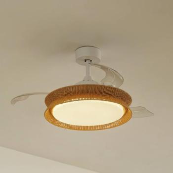 Lucande LED ventilátor Lineta, fehér, kötél, Ø 103 cm, csendes kép