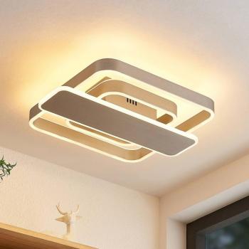 Lucande Linetti LED mennyezeti lámpa szögletes nikkel 40cm kép