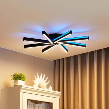 Lucande Smart LED mennyezeti lámpa Tjado, Ø70 cm, fekete, RGBW kép
