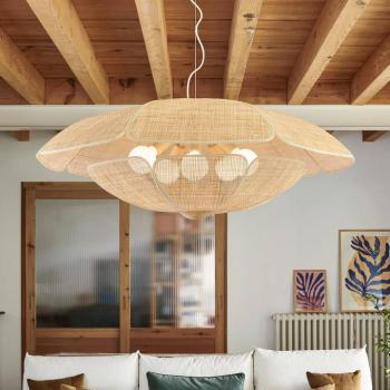 MARKET SET Coquillage lógó lámpa, 110 cm, természetes színű rattan kép