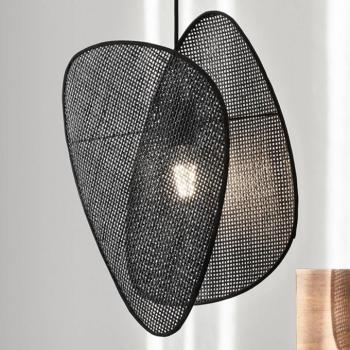 MARKET SET függőlámpa Screen XS, 44,5 cm, fekete, rattan kép