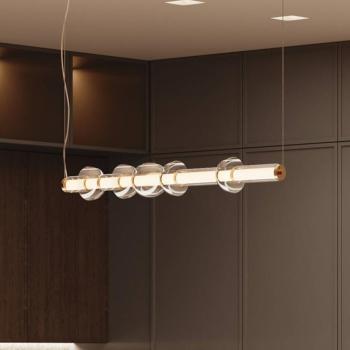 Maytoni Cosmo LED-es függőlámpa, sárgaréz, hossza 98 cm, üveg kép