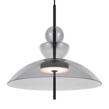 Maytoni LED-es függőlámpa Bangkok, Ø 40 cm, világosszürke, üveg kép