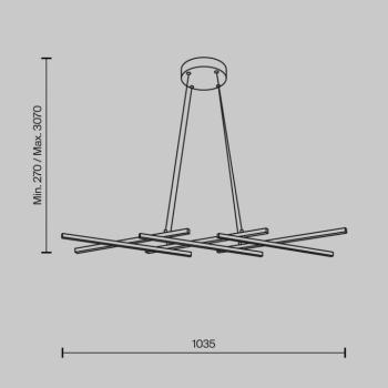 Maytoni LED-es függőlámpa Halo, sárgaréz színű, hossza 103,5 cm kép