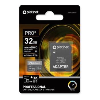  MicroSDHC 32GB U3 Pro 90MB/s + SD Adapter  kép