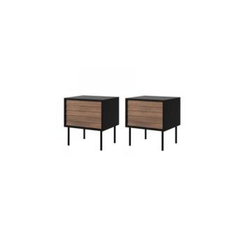 MIRJAN 24 KÉSZLET 2x Éjjeliszekrény CORTINA 51x45 cm fekete/dió warnia  kép