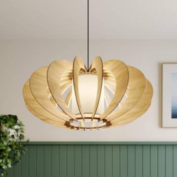 Modern A L lógó világítás fa lamellákkal, Ø 60 cm kép