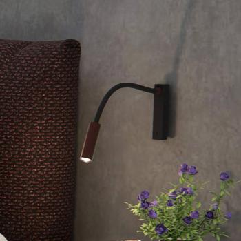 Molto Luce Arok LED fali lámpa, fekete/kávébarna, alumínium kép