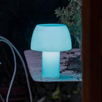 Nemo LED-es újratölthető asztali lámpa Lorosae, kék, üveg, IP54, USB kép