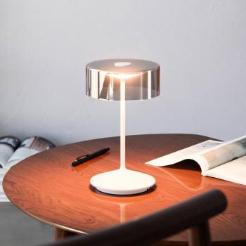 Numotion LED-es újratölthető asztali lámpa, fehér, üveg, IP54, fényerőszabályozó kép