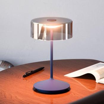 Numotion LED-es újratölthető asztali lámpa, kék, üveg, IP54, fényerőszabályozó kép