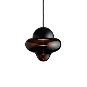 Nutty LED-es függőlámpa, barna / fekete, Ø 18,5 cm, üveg kép