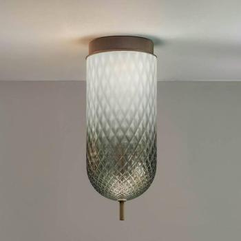 OLEV LED mennyezeti lámpa Curuba, barna, üveg, magasság 40 cm 2700 K kép