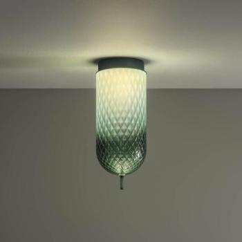 OLEV LED mennyezeti lámpa Curuba, zöld, üveg, magasság 40 cm, 2700 K kép