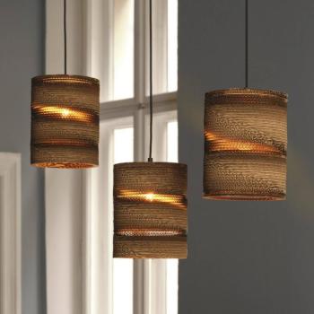 OSRAM CYLINDER lógó lámpa, 3 izzós, barna, Ø 20 cm, hullámkarton kép
