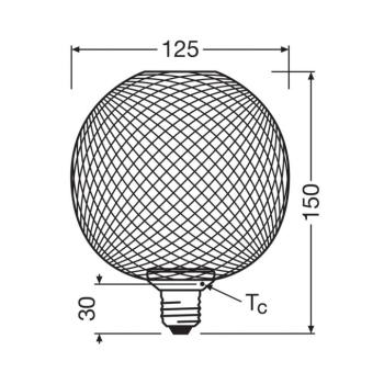 OSRAM Decor LED Flat Globe E27 3,5W fekete 2,700K fém kép