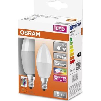 Osram KÉSZLET 2x LED RGBW Dimmelhető izzó B38 E14/4,9W/230V 2700K + távirányító  kép