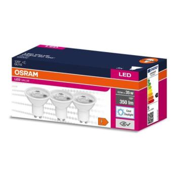 Osram KÉSZLET 3x LED Izzó PAR16 GU10/4,5W/230V 6500K 120°  kép