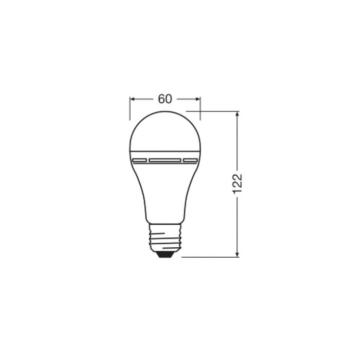 OSRAM LED izzó E27 8W matt 2700K újratölthető akkumulátoros vészvilágítás kép
