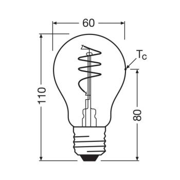 OSRAM LED Vintage E27 3,4W 2,700K spirál izzószál átlátszó kép