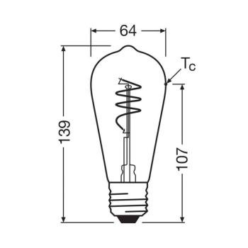 OSRAM LED Vintage ST64 E27 3,4W 927 spirál izzószál átlátszó kép