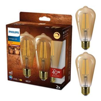 Philips KÉSZLET 2x LED Dimmelhető izzó VINTAGE Philips ST64 E27/4,2W/230V 2200K  kép