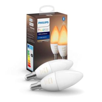 Philips KÉSZLET 2x LED Szabályozható izzó Philips Hue WHITE B39 E14/4W/230V 2200K kép