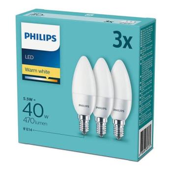 Philips KÉSZLET 3x LED Izzó Philips E14/5,5W/230V 2700K  kép