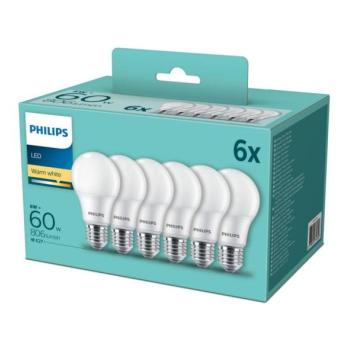 Philips KÉSZLET 6x LED Izzó Philips E27/8W/230V 2700K  kép