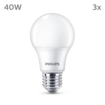 Philips LED izzó E27 4,9W 470lm 2700K matt 3db kép