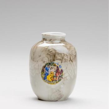  Porcelán váza 12,5x9 cm barna imák  kép