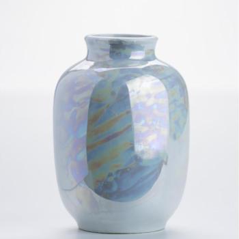  Porcelán váza 12,5x9 cm gyöngyház kék  kép