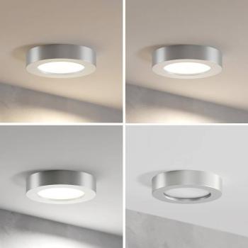 Prios LED mennyezeti lámpa Edwina, ezüst, 18 cm, CCT, IP44 kép