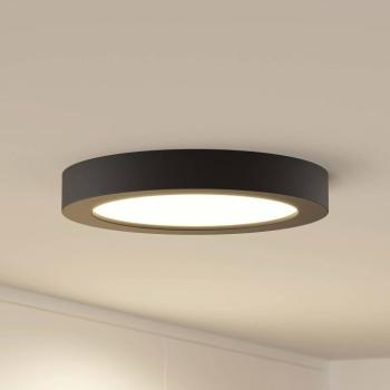 Prios LED mennyezeti lámpa Edwina, fekete, 25 cm, CCT, IP44 kép