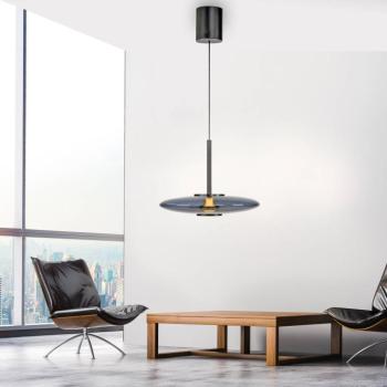 PURE LED függőlámpa E-Vitrum, szürke, üveg/alumínium, CCT kép