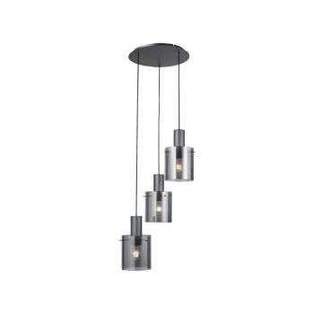 Riffelini függőlámpa, Ø 48 cm, füstszürke, üveg, 3 lámpás. kép