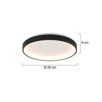 Ringlede LED mennyezeti lámpa, fekete, magasság 6 cm, Ø 28 cm kép