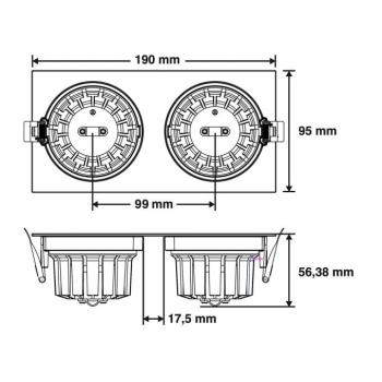 SLC DL04 Square X2 LED sülly. lámpa 3000K fekete kép