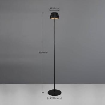 Suarez LED-es újratölthető állólámpa, fekete, magasság 123 cm, fém kép