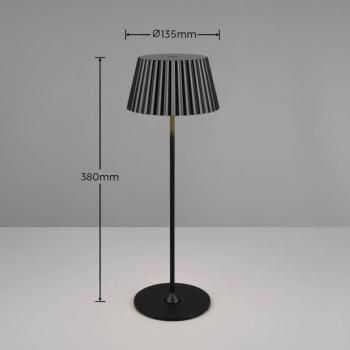 Suarez LED-es újratölthető asztali lámpa, fekete, magasság 39 cm, fém kép